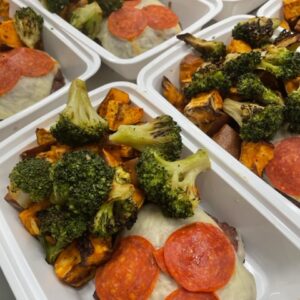 Pepperoni Burger and Sweet Potato