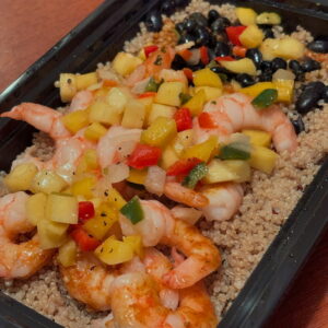 Mango Salsa Shrimp and Wild Rice Bowl